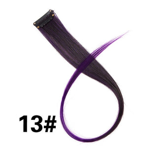 Leeons 50Cm Rainbow Colors One Clip In Hair Extensions Straight Long Synthetic For Women Hair Piece Blue Pink Purple Red 12G/Pcs