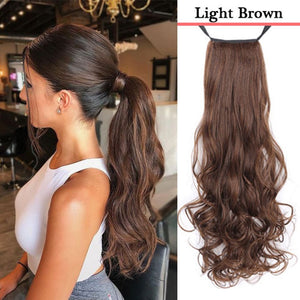 AILIADE Synthetic Band Ponytail Extension Clip Wig Natural Swing Clip In Curly Hair Extension Ponytail Wig Headwear