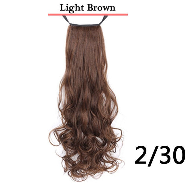 AILIADE Synthetic Band Ponytail Extension Clip Wig Natural Swing Clip In Curly Hair Extension Ponytail Wig Headwear