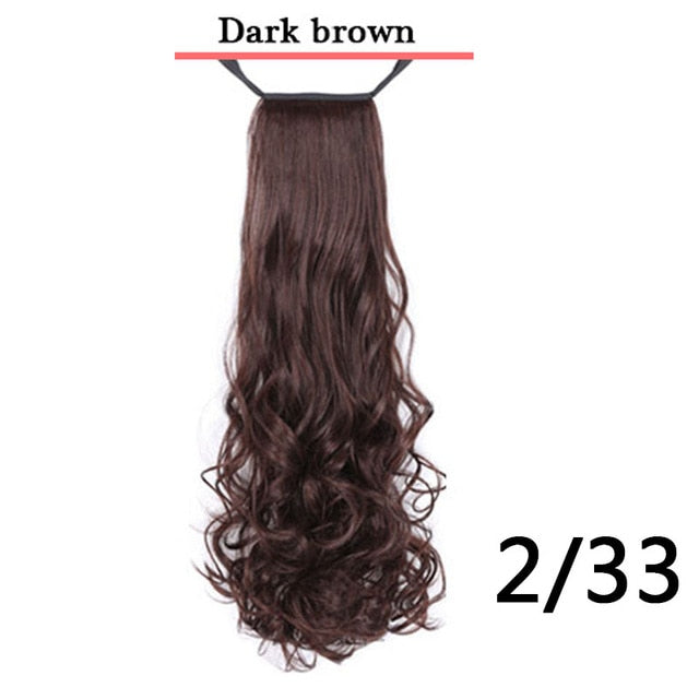 AILIADE Synthetic Band Ponytail Extension Clip Wig Natural Swing Clip In Curly Hair Extension Ponytail Wig Headwear