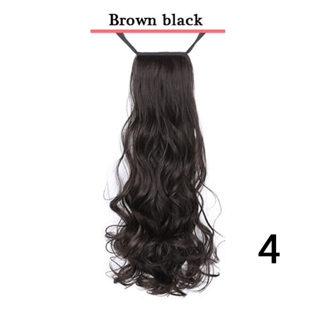 AILIADE Synthetic Band Ponytail Extension Clip Wig Natural Swing Clip In Curly Hair Extension Ponytail Wig Headwear
