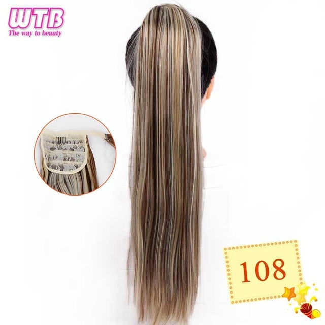 WTB Wrap Synthetic Ponytail Hair Extension Super Long Straight Women's Clip In Hair Extensions Pony Tail False Hair 32 Inch