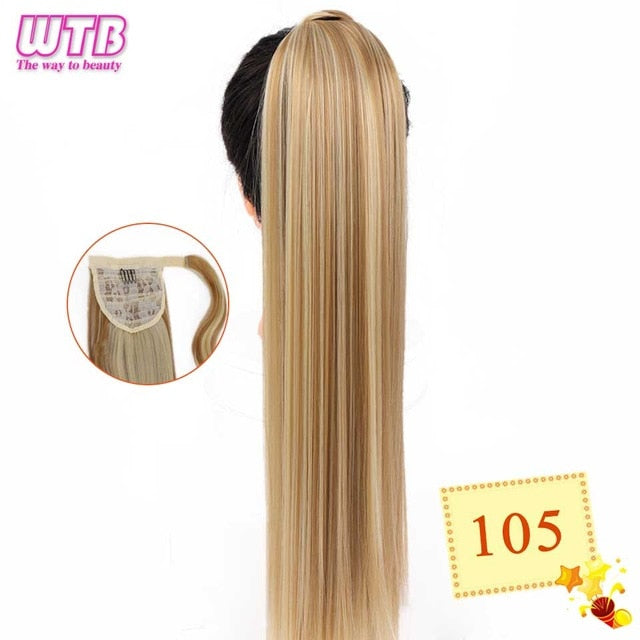 WTB Wrap Synthetic Ponytail Hair Extension Super Long Straight Women's Clip In Hair Extensions Pony Tail False Hair 32 Inch