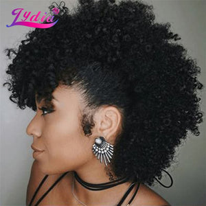 Lydia Synthetic High Puff Afro Short Kinky Curly Middle-Part Wig Clips in Hair Extension African American 90g/PCS Hairpiece