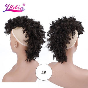 Lydia Synthetic High Puff Afro Short Kinky Curly Middle-Part Wig Clips in Hair Extension African American 90g/PCS Hairpiece