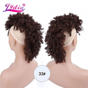 Lydia Synthetic High Puff Afro Short Kinky Curly Middle-Part Wig Clips in Hair Extension African American 90g/PCS Hairpiece