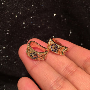 Top Quality Fancy Stamp Earrings Micro Pave CZ Crystals Cross Stripe Cirsle Earrings For Women INS Jewelry