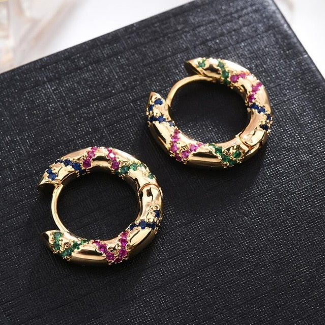 Top Quality Fancy Stamp Earrings Micro Pave CZ Crystals Cross Stripe Cirsle Earrings For Women INS Jewelry