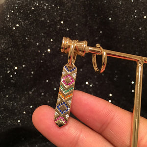 Top Quality Fancy Stamp Earrings Micro Pave CZ Crystals Cross Stripe Cirsle Earrings For Women INS Jewelry