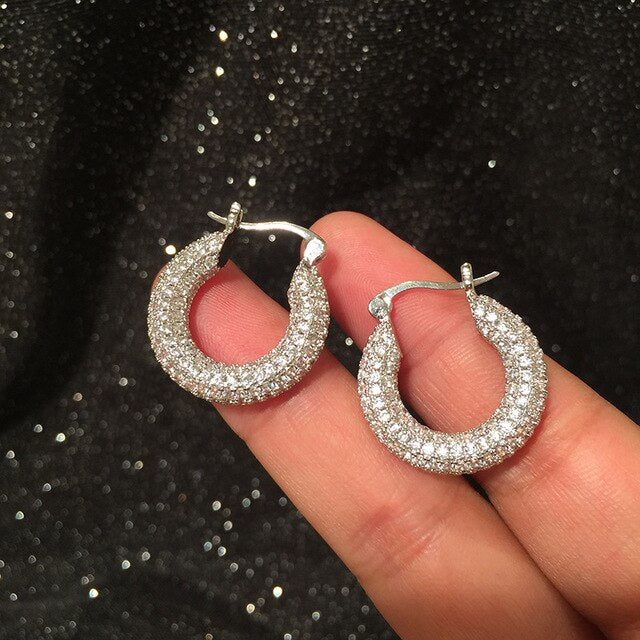 Top Quality Fancy Stamp Earrings Micro Pave CZ Crystals Cross Stripe Cirsle Earrings For Women INS Jewelry