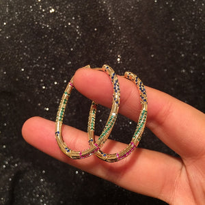 Top Quality Fancy Stamp Earrings Micro Pave CZ Crystals Cross Stripe Cirsle Earrings For Women INS Jewelry