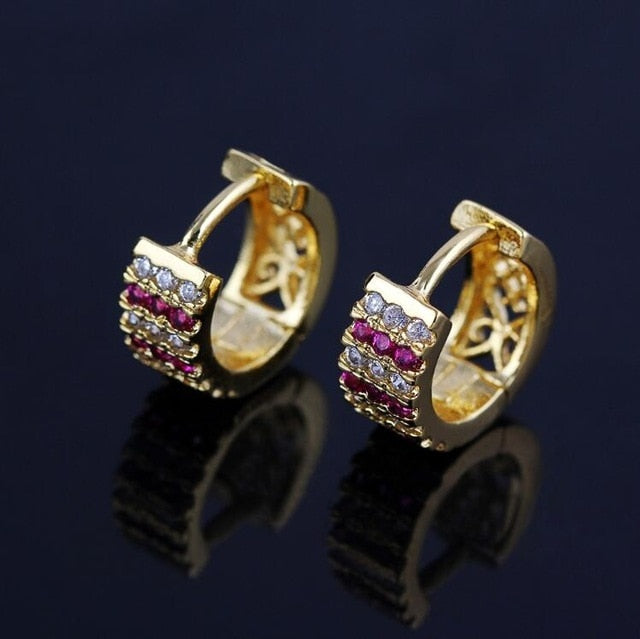 Top Quality Fancy Stamp Earrings Micro Pave CZ Crystals Cross Stripe Cirsle Earrings For Women INS Jewelry