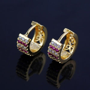 Top Quality Fancy Stamp Earrings Micro Pave CZ Crystals Cross Stripe Cirsle Earrings For Women INS Jewelry
