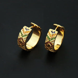 Top Quality Fancy Stamp Earrings Micro Pave CZ Crystals Cross Stripe Cirsle Earrings For Women INS Jewelry