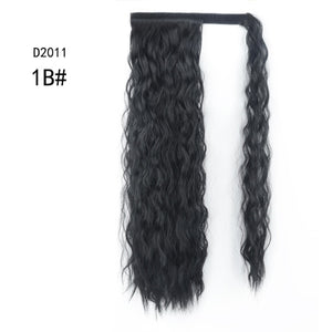 WERD Corn Wavy Long Ponytail Synthetic Wigs For Black Hairpiece Wrap On Clip Hair Extensions Ombre Brown Pony Tail Blonde Hair
