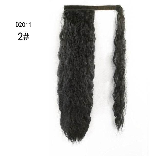 WERD Corn Wavy Long Ponytail Synthetic Wigs For Black Hairpiece Wrap On Clip Hair Extensions Ombre Brown Pony Tail Blonde Hair