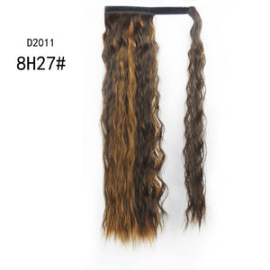 WERD Corn Wavy Long Ponytail Synthetic Wigs For Black Hairpiece Wrap On Clip Hair Extensions Ombre Brown Pony Tail Blonde Hair