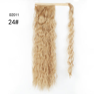 WERD Corn Wavy Long Ponytail Synthetic Wigs For Black Hairpiece Wrap On Clip Hair Extensions Ombre Brown Pony Tail Blonde Hair