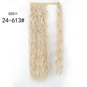 WERD Corn Wavy Long Ponytail Synthetic Wigs For Black Hairpiece Wrap On Clip Hair Extensions Ombre Brown Pony Tail Blonde Hair