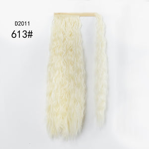 WERD Corn Wavy Long Ponytail Synthetic Wigs For Black Hairpiece Wrap On Clip Hair Extensions Ombre Brown Pony Tail Blonde Hair