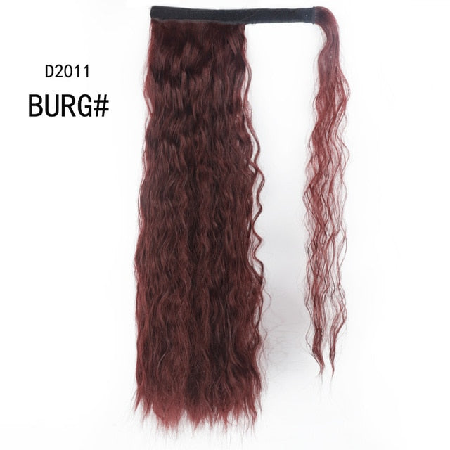 WERD Corn Wavy Long Ponytail Synthetic Wigs For Black Hairpiece Wrap On Clip Hair Extensions Ombre Brown Pony Tail Blonde Hair