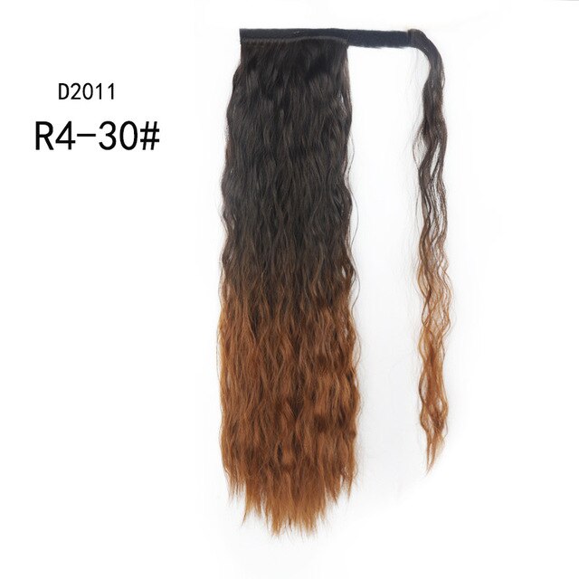 WERD Corn Wavy Long Ponytail Synthetic Wigs For Black Hairpiece Wrap On Clip Hair Extensions Ombre Brown Pony Tail Blonde Hair
