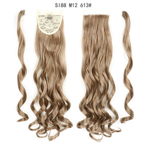 WERD Corn Wavy Long Ponytail Synthetic Wigs For Black Hairpiece Wrap On Clip Hair Extensions Ombre Brown Pony Tail Blonde Hair
