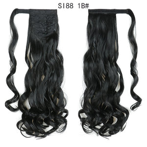 WERD Corn Wavy Long Ponytail Synthetic Wigs For Black Hairpiece Wrap On Clip Hair Extensions Ombre Brown Pony Tail Blonde Hair