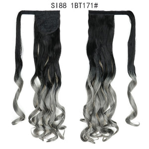 WERD Corn Wavy Long Ponytail Synthetic Wigs For Black Hairpiece Wrap On Clip Hair Extensions Ombre Brown Pony Tail Blonde Hair