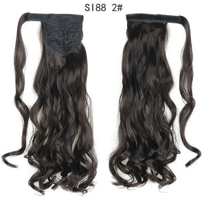 WERD Corn Wavy Long Ponytail Synthetic Wigs For Black Hairpiece Wrap On Clip Hair Extensions Ombre Brown Pony Tail Blonde Hair