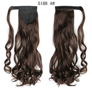 WERD Corn Wavy Long Ponytail Synthetic Wigs For Black Hairpiece Wrap On Clip Hair Extensions Ombre Brown Pony Tail Blonde Hair