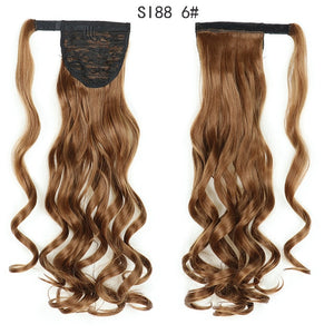 WERD Corn Wavy Long Ponytail Synthetic Wigs For Black Hairpiece Wrap On Clip Hair Extensions Ombre Brown Pony Tail Blonde Hair