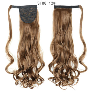 WERD Corn Wavy Long Ponytail Synthetic Wigs For Black Hairpiece Wrap On Clip Hair Extensions Ombre Brown Pony Tail Blonde Hair