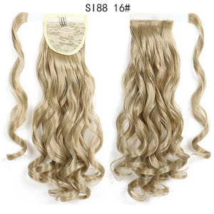 WERD Corn Wavy Long Ponytail Synthetic Wigs For Black Hairpiece Wrap On Clip Hair Extensions Ombre Brown Pony Tail Blonde Hair