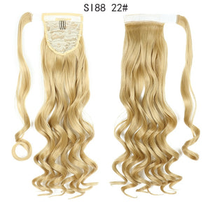 WERD Corn Wavy Long Ponytail Synthetic Wigs For Black Hairpiece Wrap On Clip Hair Extensions Ombre Brown Pony Tail Blonde Hair