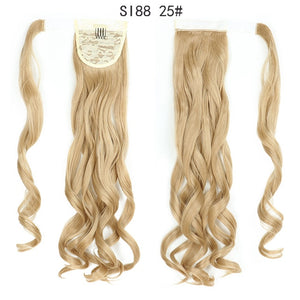 WERD Corn Wavy Long Ponytail Synthetic Wigs For Black Hairpiece Wrap On Clip Hair Extensions Ombre Brown Pony Tail Blonde Hair