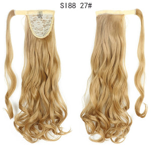 WERD Corn Wavy Long Ponytail Synthetic Wigs For Black Hairpiece Wrap On Clip Hair Extensions Ombre Brown Pony Tail Blonde Hair