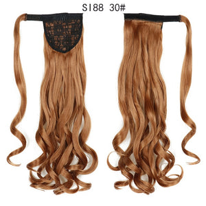 WERD Corn Wavy Long Ponytail Synthetic Wigs For Black Hairpiece Wrap On Clip Hair Extensions Ombre Brown Pony Tail Blonde Hair