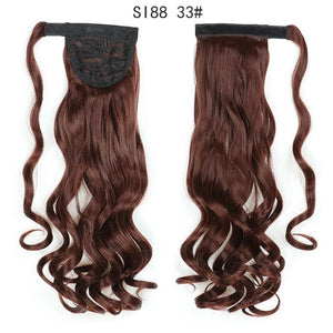 WERD Corn Wavy Long Ponytail Synthetic Wigs For Black Hairpiece Wrap On Clip Hair Extensions Ombre Brown Pony Tail Blonde Hair