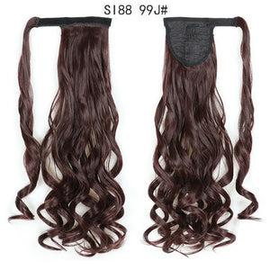 WERD Corn Wavy Long Ponytail Synthetic Wigs For Black Hairpiece Wrap On Clip Hair Extensions Ombre Brown Pony Tail Blonde Hair