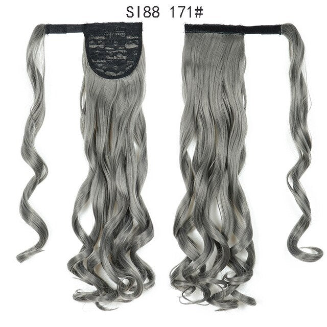 WERD Corn Wavy Long Ponytail Synthetic Wigs For Black Hairpiece Wrap On Clip Hair Extensions Ombre Brown Pony Tail Blonde Hair