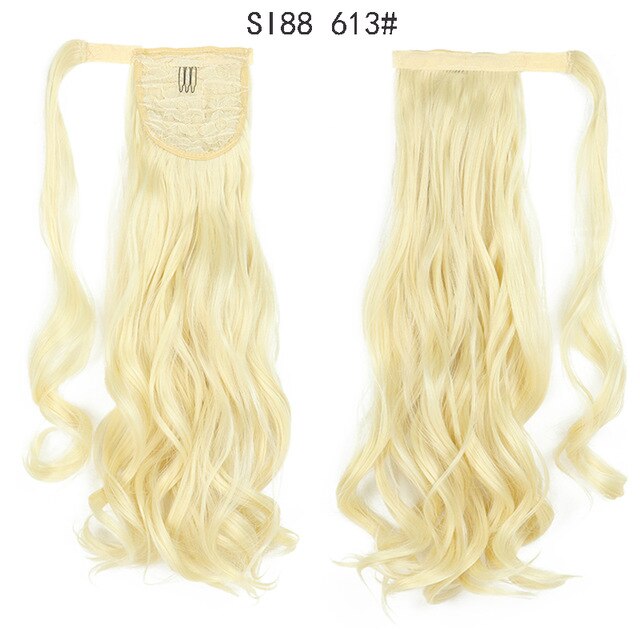 WERD Corn Wavy Long Ponytail Synthetic Wigs For Black Hairpiece Wrap On Clip Hair Extensions Ombre Brown Pony Tail Blonde Hair