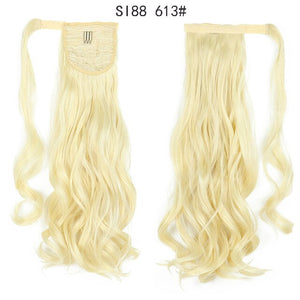 WERD Corn Wavy Long Ponytail Synthetic Wigs For Black Hairpiece Wrap On Clip Hair Extensions Ombre Brown Pony Tail Blonde Hair