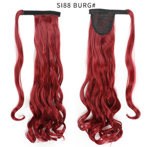 WERD Corn Wavy Long Ponytail Synthetic Wigs For Black Hairpiece Wrap On Clip Hair Extensions Ombre Brown Pony Tail Blonde Hair