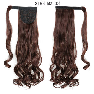WERD Corn Wavy Long Ponytail Synthetic Wigs For Black Hairpiece Wrap On Clip Hair Extensions Ombre Brown Pony Tail Blonde Hair