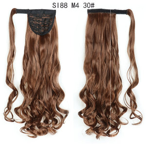 WERD Corn Wavy Long Ponytail Synthetic Wigs For Black Hairpiece Wrap On Clip Hair Extensions Ombre Brown Pony Tail Blonde Hair