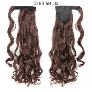 WERD Corn Wavy Long Ponytail Synthetic Wigs For Black Hairpiece Wrap On Clip Hair Extensions Ombre Brown Pony Tail Blonde Hair