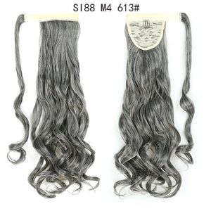 WERD Corn Wavy Long Ponytail Synthetic Wigs For Black Hairpiece Wrap On Clip Hair Extensions Ombre Brown Pony Tail Blonde Hair