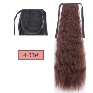 WERD Corn Wavy Long Ponytail Synthetic Wigs For Black Hairpiece Wrap On Clip Hair Extensions Ombre Brown Pony Tail Blonde Hair