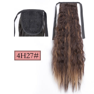 WERD Corn Wavy Long Ponytail Synthetic Wigs For Black Hairpiece Wrap On Clip Hair Extensions Ombre Brown Pony Tail Blonde Hair